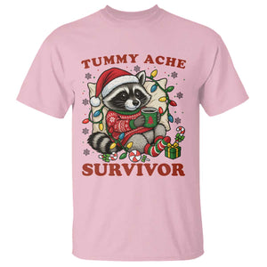 Funny Racoon Christmas Meme T Shirt Tummy Ache Survivor TS14 Light Pink Print Your Wear