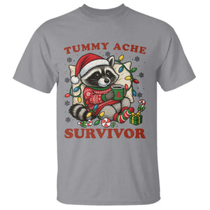 Funny Racoon Christmas Meme T Shirt Tummy Ache Survivor TS14 Sport Gray Print Your Wear