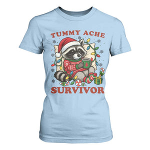Funny Racoon Christmas Meme T Shirt For Women Tummy Ache Survivor TS14 Light Blue Print Your Wear