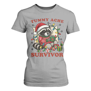 Funny Racoon Christmas Meme T Shirt For Women Tummy Ache Survivor TS14 Sport Gray Print Your Wear