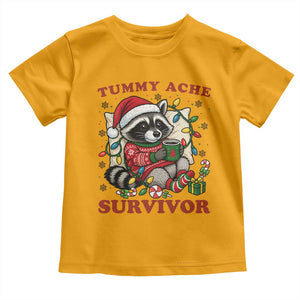Funny Racoon Christmas Meme Toddler T Shirt Tummy Ache Survivor TS14 Gold Print Your Wear