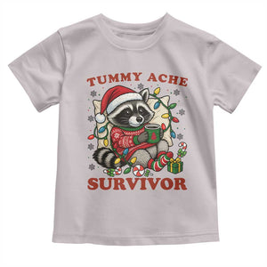 Funny Racoon Christmas Meme Toddler T Shirt Tummy Ache Survivor TS14 Ice Gray Print Your Wear