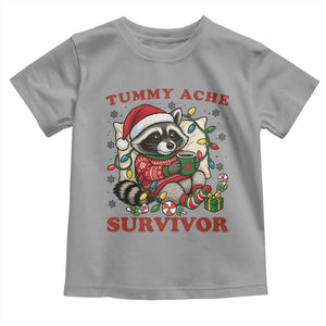 Funny Racoon Christmas Meme Toddler T Shirt Tummy Ache Survivor TS14 Sport Gray Print Your Wear