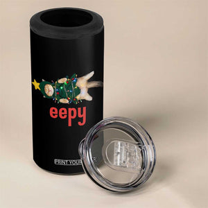 Cat Christmas Meme 4 in 1 Can Cooler Tumbler Eepy Kitten Silly Sleepy TS14 Print Your Wear