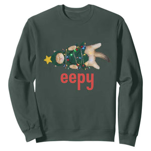 Cat Christmas Meme Sweatshirt Eepy Kitten Silly Sleepy TS14 Dark Forest Green Print Your Wear