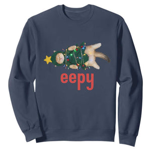 Cat Christmas Meme Sweatshirt Eepy Kitten Silly Sleepy TS14 Navy Print Your Wear