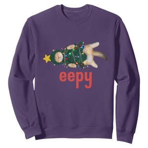 Cat Christmas Meme Sweatshirt Eepy Kitten Silly Sleepy TS14 Purple Print Your Wear