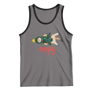 Cat Christmas Meme Tank Top Eepy Kitten Silly Sleepy TS14 Deep Heather Black Print Your Wear