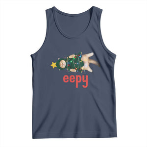 Cat Christmas Meme Tank Top Eepy Kitten Silly Sleepy TS14 Navy Print Your Wear