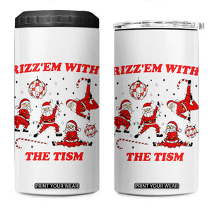 Funny Santa Christmas 4 in 1 Can Cooler Tumbler Rizz Em With The Tism TS14 One Size: 16 oz White Print Your Wear