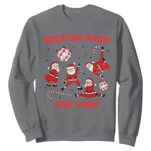 Funny Santa Christmas Sweatshirt Rizz Em With The Tism TS14 Charcoal Print Your Wear