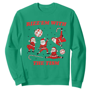 Funny Santa Christmas Sweatshirt Rizz Em With The Tism TS14 Irish Green Print Your Wear