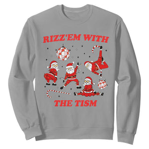 Funny Santa Christmas Sweatshirt Rizz Em With The Tism TS14 Sport Gray Print Your Wear