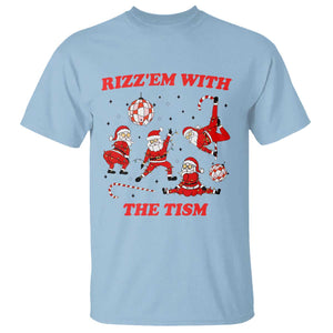 Funny Santa Christmas T Shirt Rizz Em With The Tism TS14 Light Blue Print Your Wear