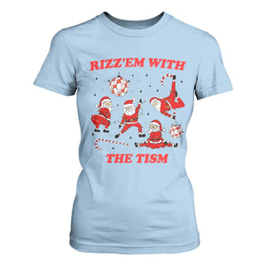 Funny Santa Christmas T Shirt For Women Rizz Em With The Tism TS14 Light Blue Print Your Wear