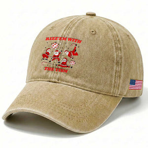 Funny Santa Christmas Washed Cotton Baseball Cap Rizz Em With The Tism TS14 Print Your Wear