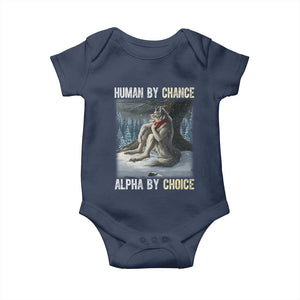 Funny Alpha Wolf Christmas Meme Baby Onesie Human By Chance Alpha By Choice TS14 Navy Print Your Wear
