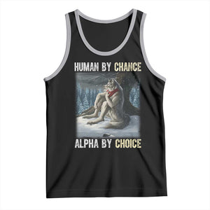 Funny Alpha Wolf Christmas Meme Tank Top Human By Chance Alpha By Choice TS14 Black Athletic Heather Print Your Wear