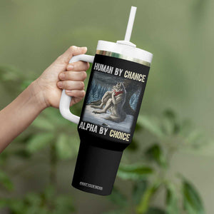 Funny Alpha Wolf Christmas Meme Tumbler With Handle Human By Chance Alpha By Choice TS14 Print Your Wear
