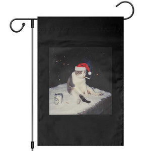 Funny Smoking Cat Christmas Meme Garden Flag TS14 Black Print Your Wear