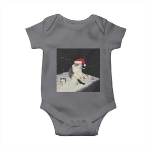 Funny Smoking Cat Christmas Meme Baby Onesie TS14 Charcoal Print Your Wear