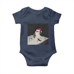 Funny Smoking Cat Christmas Meme Baby Onesie TS14 Navy Print Your Wear