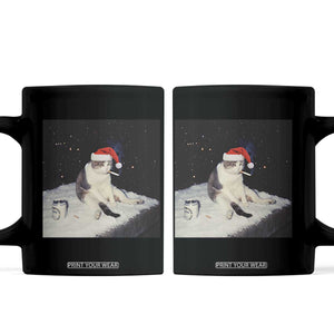 Funny Smoking Cat Christmas Meme Coffee Mug TS14 Black Print Your Wear