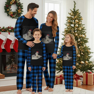 Funny Smoking Cat Christmas Meme Plaid Pajama Set TS14 Blue Plaid Print Your Wear