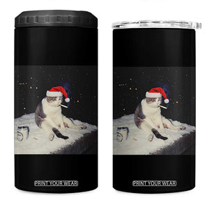 Funny Smoking Cat Christmas Meme 4 in 1 Can Cooler Tumbler TS14 One Size: 16 oz Black Print Your Wear