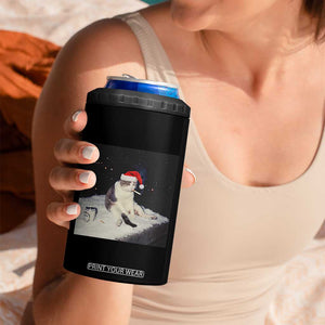 Funny Smoking Cat Christmas Meme 4 in 1 Can Cooler Tumbler TS14 Print Your Wear