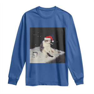 Funny Smoking Cat Christmas Meme Long Sleeve Shirt TS14 Royal Blue Print Your Wear