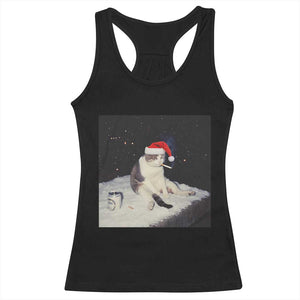Funny Smoking Cat Christmas Meme Racerback Tank Top TS14 Black Print Your Wear