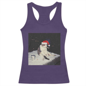 Funny Smoking Cat Christmas Meme Racerback Tank Top TS14 Purple Print Your Wear