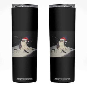 Funny Smoking Cat Christmas Meme Skinny Tumbler TS14 Black Print Your Wear