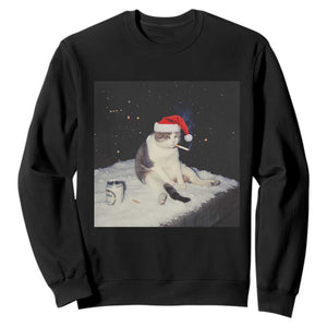 Funny Smoking Cat Christmas Meme Sweatshirt TS14 Black Print Your Wear