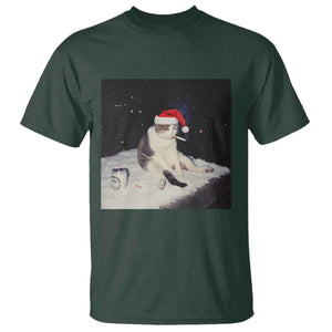 Funny Smoking Cat Christmas Meme T Shirt TS14 Dark Forest Green Print Your Wear