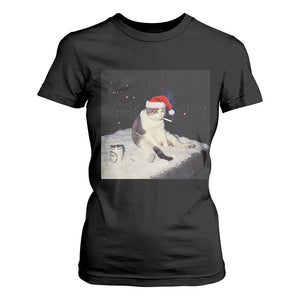 Funny Smoking Cat Christmas Meme T Shirt For Women TS14 Black Print Your Wear
