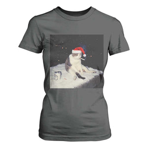 Funny Smoking Cat Christmas Meme T Shirt For Women TS14 Dark Heather Print Your Wear