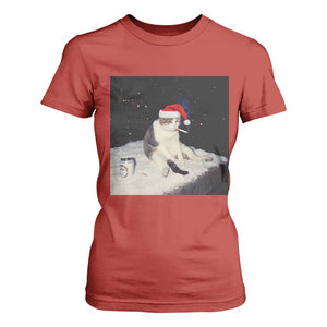 Funny Smoking Cat Christmas Meme T Shirt For Women TS14 Red Print Your Wear