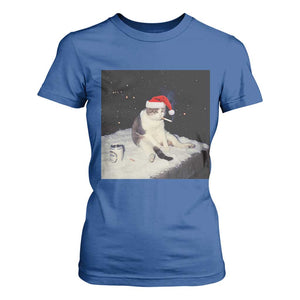 Funny Smoking Cat Christmas Meme T Shirt For Women TS14 Royal Blue Print Your Wear