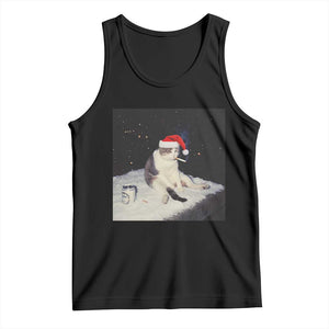 Funny Smoking Cat Christmas Meme Tank Top TS14 Black Print Your Wear