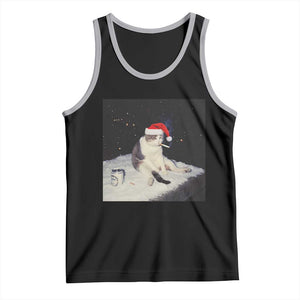 Funny Smoking Cat Christmas Meme Tank Top TS14 Black Athletic Heather Print Your Wear