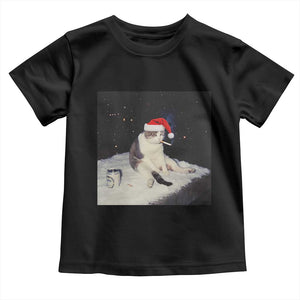 Funny Smoking Cat Christmas Meme Toddler T Shirt TS14 Black Print Your Wear