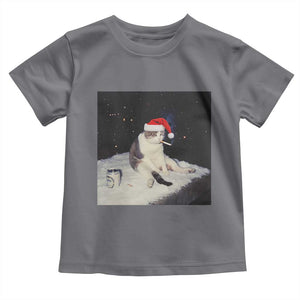Funny Smoking Cat Christmas Meme Toddler T Shirt TS14 Charcoal Print Your Wear