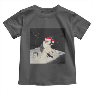 Funny Smoking Cat Christmas Meme Toddler T Shirt TS14 Dark Heather Print Your Wear