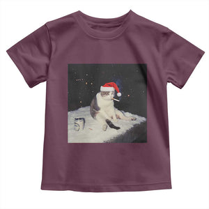 Funny Smoking Cat Christmas Meme Toddler T Shirt TS14 Maroon Print Your Wear