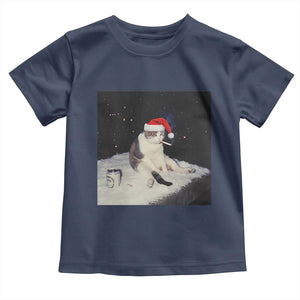 Funny Smoking Cat Christmas Meme Toddler T Shirt TS14 Navy Print Your Wear