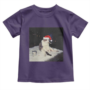 Funny Smoking Cat Christmas Meme Toddler T Shirt TS14 Purple Print Your Wear