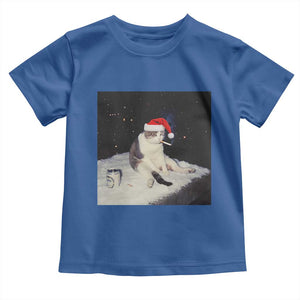 Funny Smoking Cat Christmas Meme Toddler T Shirt TS14 Royal Blue Print Your Wear