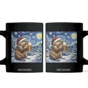 Otter Beer Christmas Coffee Mug Starry Night Van Gogh TS14 Black Print Your Wear